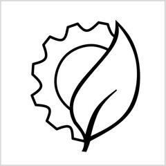 Gear icon conception with leaf icon, Vector Illustration for Icon, Symbol, Logo etc