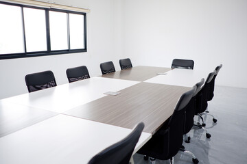 Meeting room and set of tables and chairs.