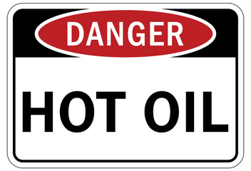 Hot warning sign and labels hot oil
