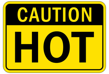 Hot warning sign and labels