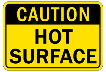 Fototapeta premium Hot warning sign and labels hot surface