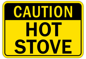 Hot warning sign and labels hot stove