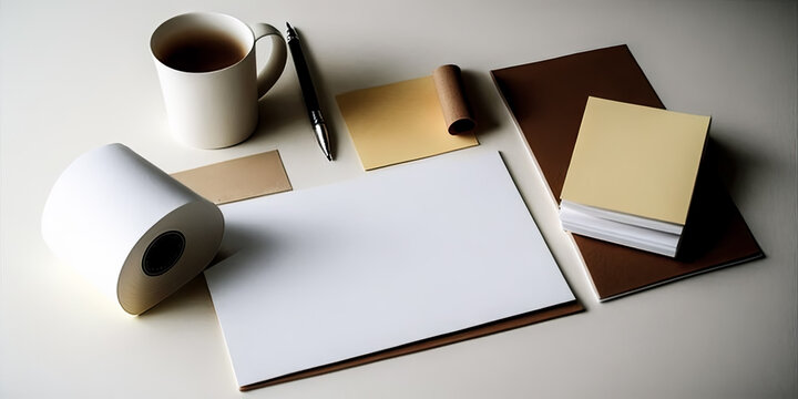 A scintillating paper background depicting a desk with tape adorning its surface, inviting creative exploration - generative ai.