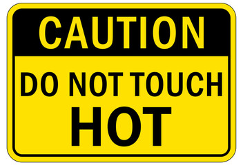 Hot warning sign and labels do not touch, hot
