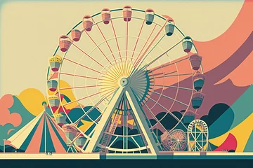 Deurstickers Ferris wheel ride at a theme park wallpaper © FantasyDreamArt