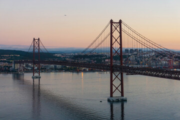 Red Bridge April 25th in Lisbon early morning