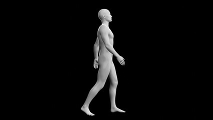 Beautiful young man posing, isolated on black background. 3d illustration (rendering). Plastic shiny mannequin, android, robot.