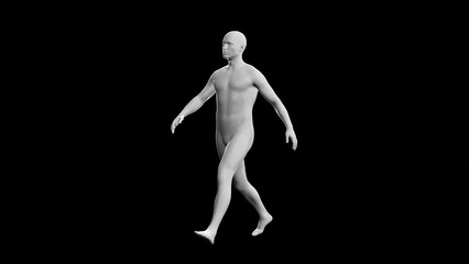 Beautiful young man posing, isolated on black background. 3d illustration (rendering). Plastic shiny mannequin, android, robot.