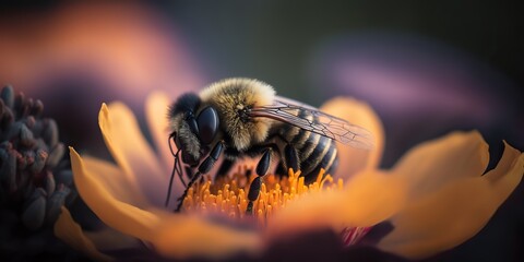 bee on orange flower made with Generative AI