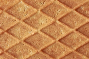 waffles pattern, crunchy cookies snacks surface in full frame, sweet and delicious wafer food background texture, close-up view taken straight from above