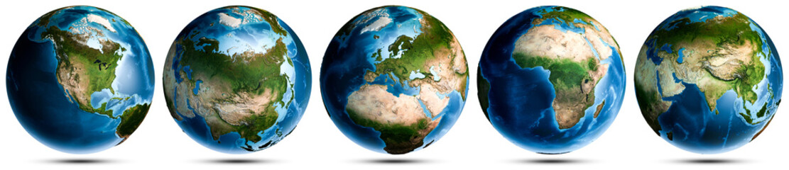Planet Earth globe world set - obrazy, fototapety, plakaty
