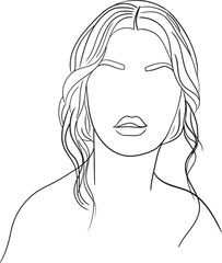 Woman line art  vector hand-drawn illustration	
