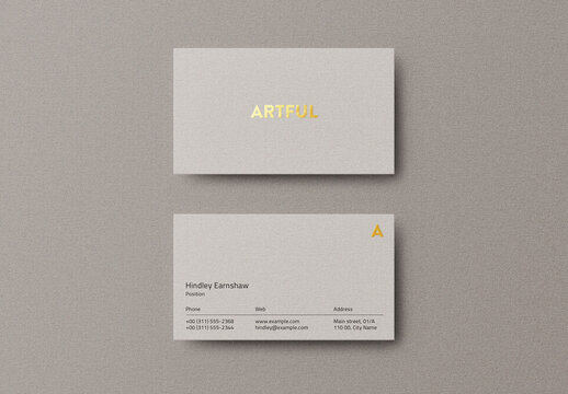 Minimal Gold Foil Business Card Logo Effect Mockup Template