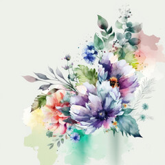 Cute Watercolor Natural Flower Illustration Generative AI.