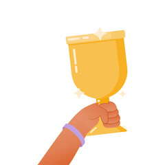 Hand Holding Trophy, Medal, Rewards Badge, Winner, Success And Championship, Illustration, Transparent
