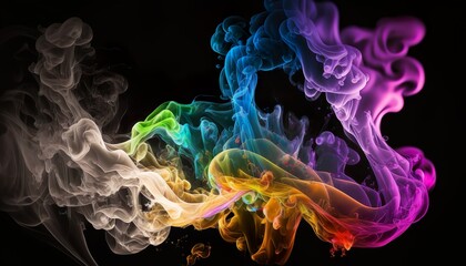 Abstract colored smoke on a dark background, smoky vape colored background generative by AI