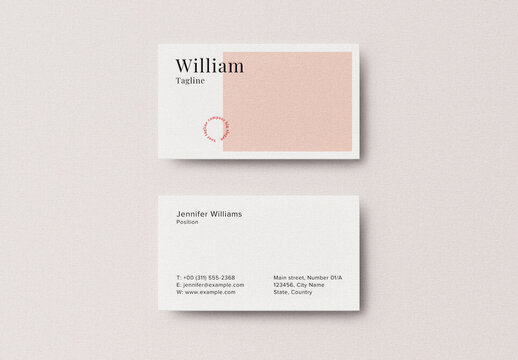 Pink Modern Business Card Logo Effect Mockup Template