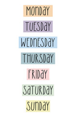 A collection of week days name banner design vector week name PNG design color full © Tamis