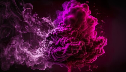 Obraz premium Abstract colored smoke on a dark background, smoky vape colored background generative by AI
