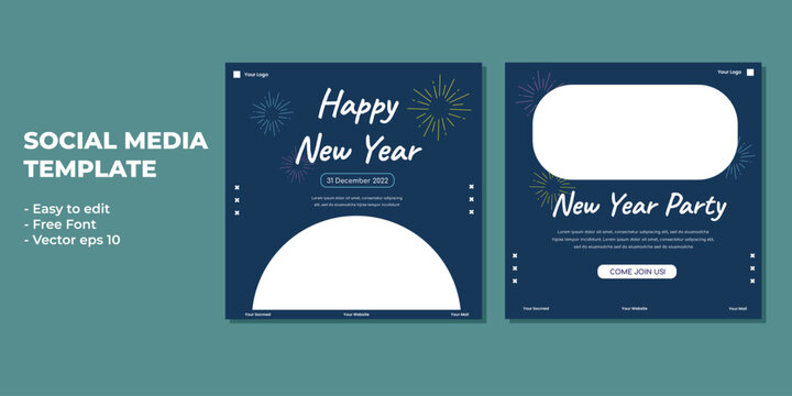 Happy New Year poster. unique and colorful template free download.