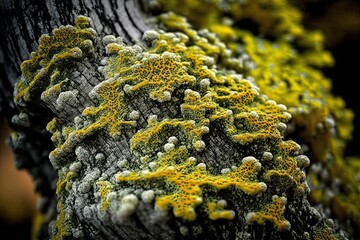 lichen on tree bark - obrazy, fototapety, plakaty