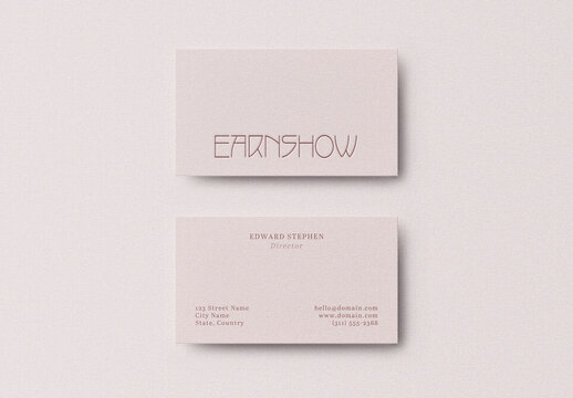 Pink Pressed Embossed Business Card Logo Effect Mockup Template