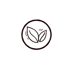 Plant-Based Icon, Natural Icon, Botanical Icon. Vector with hand-drawn touch. Vector with hand-drawn touch.