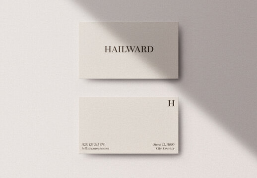 Minimal White Pressed Business Card Logo Effect Mockup Template