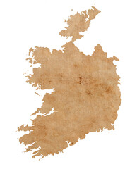 map of Ireland on old brown grunge paper	