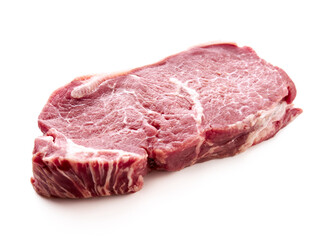 Fototapeta Surowy stek wołowy, czerwone mięso na białym tle obraz