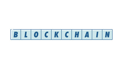 BLOCKCHAINの文字が入った四角いフレーム - シンプルなブロックチェーンのイメージ素材 - obrazy, fototapety, plakaty