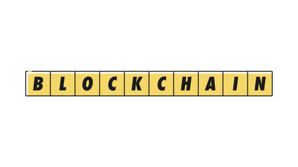 BLOCKCHAINの文字が入った四角いフレーム - シンプルなブロックチェーンのイメージ素材
 - obrazy, fototapety, plakaty