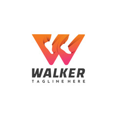 W letter walker abstract logo design