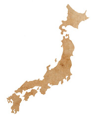 map of Japan on old brown grunge paper	