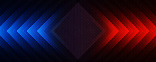 3D red blue techno abstract background overlap layer on dark space with rhombus decoration. Modern graphic design element motion style concept for banner, flyer, card, brochure cover, or landing page