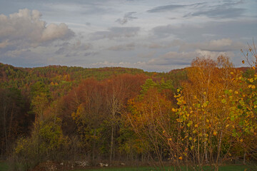 Fototapeta premium Sunset in late autumn near Riesenburg