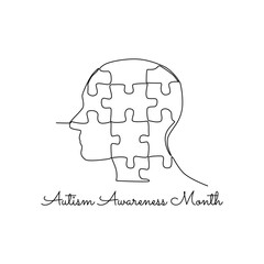 single line art of autism awareness month good for autism awareness month celebrate. line art. illustration.