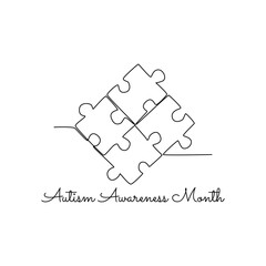single line art of autism awareness month good for autism awareness month celebrate. line art. illustration.