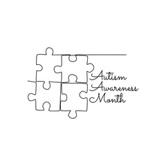 single line art of autism awareness month good for autism awareness month celebrate. line art. illustration.
