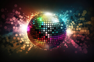 Fototapeta na wymiar Colorful disco ball made with Generative AI.