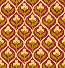 Seamless floral pattern. Grunge texture with fabric imitation. Vector illustration. - 581489984