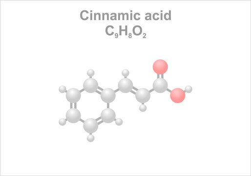 Simplified scheme of the cinnamic acid molecule. Use in perfume industry.