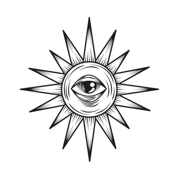 sun with eye minimalist tattoo