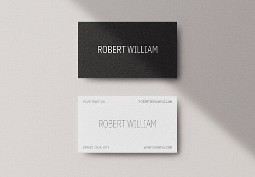 Black White Minimal Business Card Logo Effect Mockup Template
