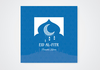 Ramadan Kareem Traditional Islamic Social Media Blue Background Design