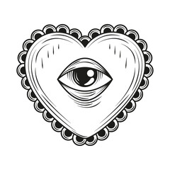 heart with eye minimalist tattoo