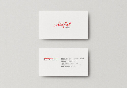 White Red Minimal Business Card Logo Effect Mockup Template