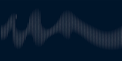 Abstract sound wave element grey lines on blue background. Abstract music wave, radio signal, voice, frequency technology background.