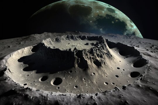 Craters on the Moon's surface. This image was created using elements from NASA's Scientific Visualization Studio. Generative AI