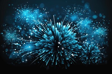 For an anniversary, new year, event, or festival, use a blue fireworks background. Room for text. Generative AI